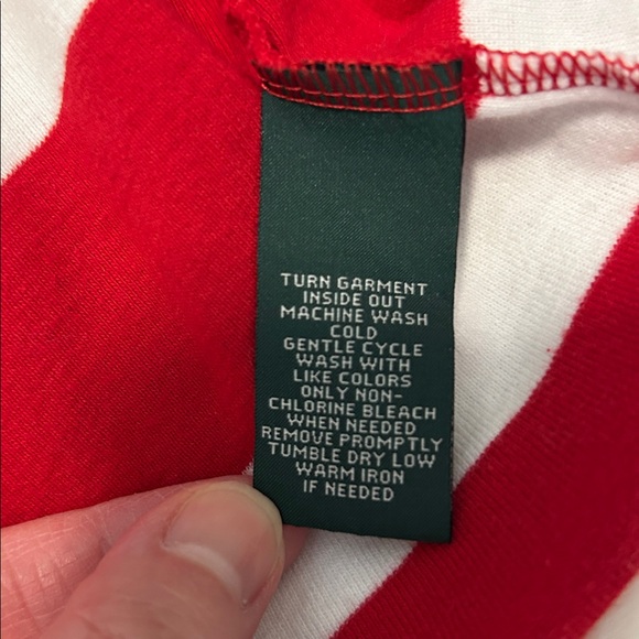 Lauren Ralph Lauren Red and White Striped Mid Sleeve Top Size XL - Picture 7 of 11